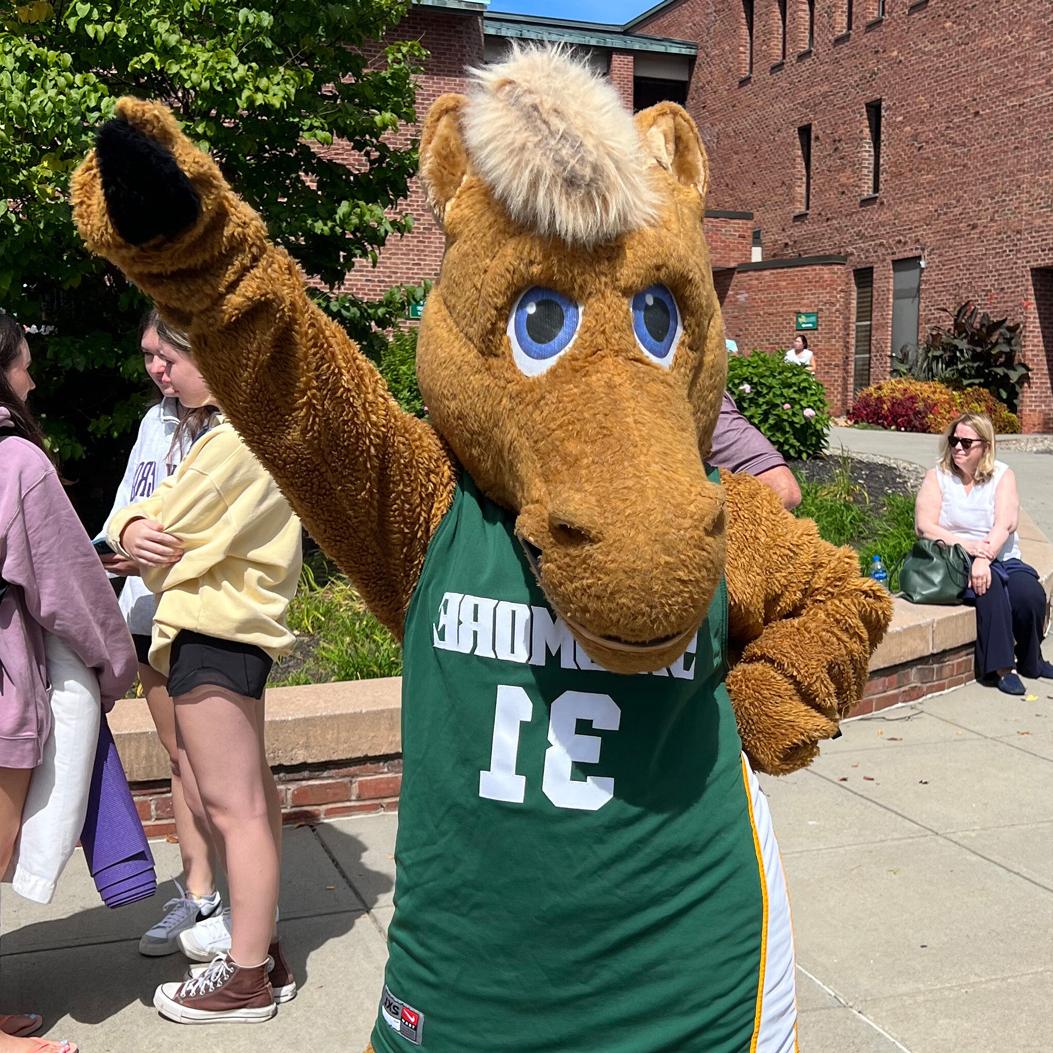 Horse mascot doing a disco move